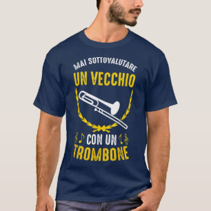 Camiseta Trombone de Velho Homem Trombonista Música de Avô