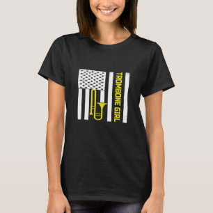 Camiseta Trombone Girl American Flag Trombone