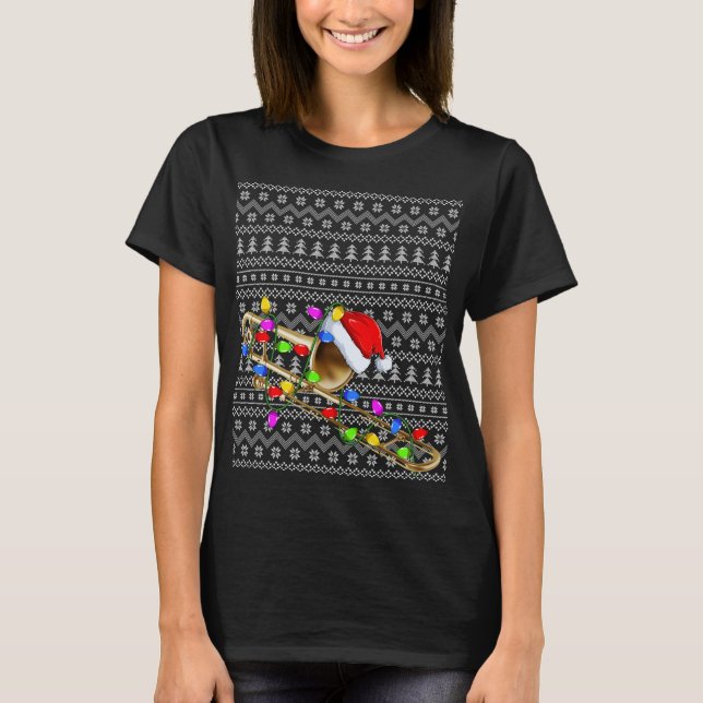 Camiseta Trombone Lighting Xmas Sweater Trombone feio Chris (Frente)