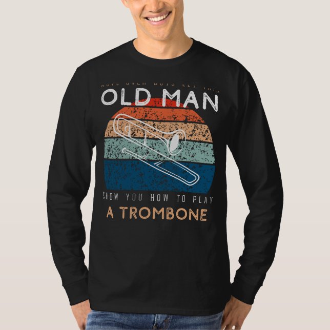 Camiseta Trombone Maestro: Deixe esse velho deslizar para M (Frente)
