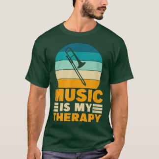 Camiseta Trombone Music Is My Therapy Funny Music Lover Tro
