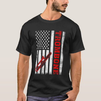 Camiseta Trombone Retro Bandeira Americana Trombone 4 de Ju