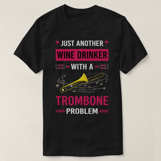 Camiseta Trombonista de Trombone de Bebê-Vinho (Frente do Design)