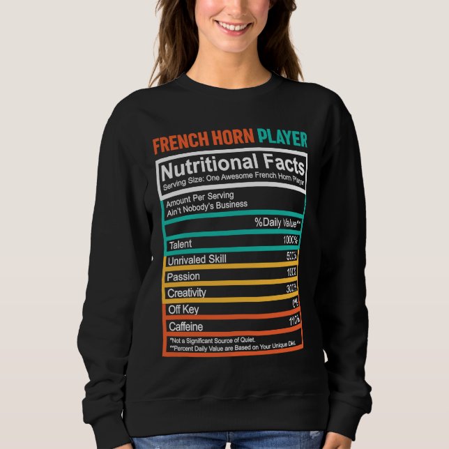 Camiseta Trompa Nutritional Facts Tocador de Trompa (Frente)
