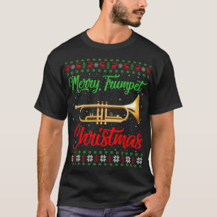 Camiseta Trompete Music Lover Xmas Gift Ugly Trumpet Natal