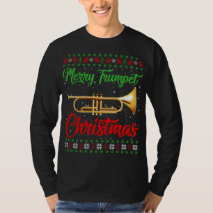 Camiseta Trompete Music Lover Xmas Gift Ugly Trumpet Natal