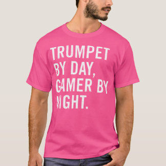 Camiseta Trompetista de Dia, Gamer à Noite - Kid adulto u