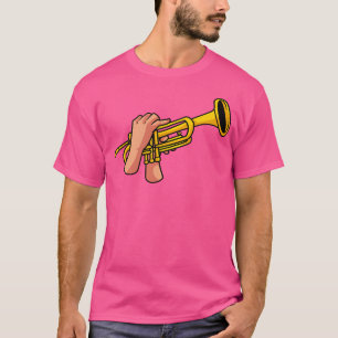 Camiseta Trompetista Músico de Mão Jazz Música Banda Marcia