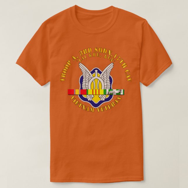 Camiseta Tropa A 3º Sqdn 17th Cavalaria com VPC Ribbon V3 (Frente do Design)