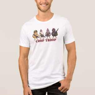Camiseta Tropa da Granja Engraçada 4 de Julho Galinhas Mili