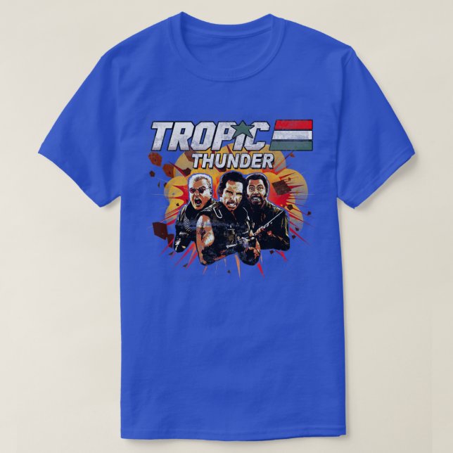 Camiseta Tropic Thunder angustiado (Frente do Design)