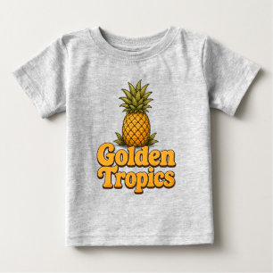 Camiseta Tropicais Dourados Gráfico de Abacaxi Retro