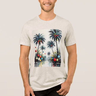 Camiseta Tropical Beach Christmas Palm Trees With Ornaments