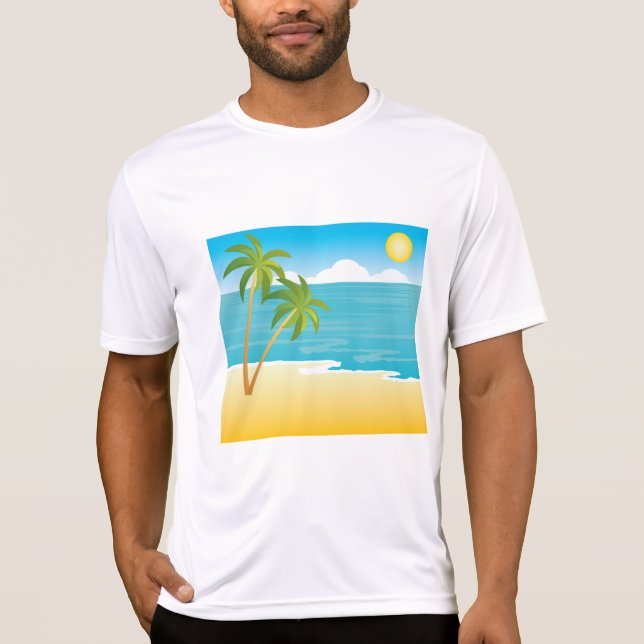 Camiseta Tropical Beach Paradise with Palm Trees (Frente)