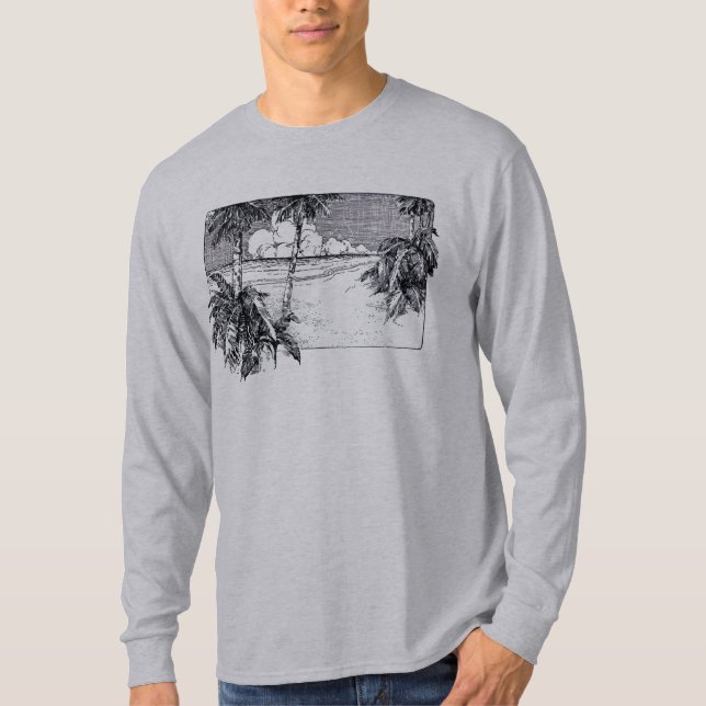 Camiseta Tropical Beach Vintage Palm Tree (Frente)