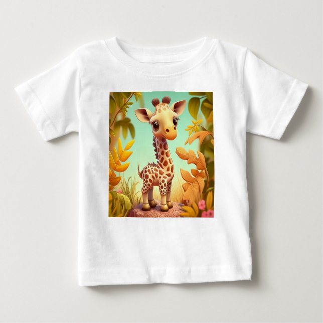 Camiseta Tropical Cute Baby Giraffe Cartoon-37560 (Frente)
