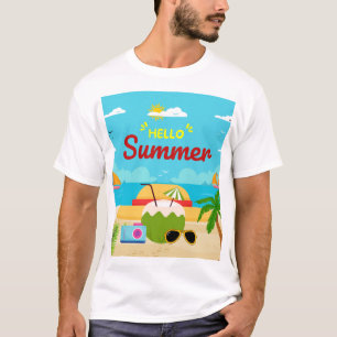 Camiseta Tropical de Praia Olá Verão   Oceano Enso