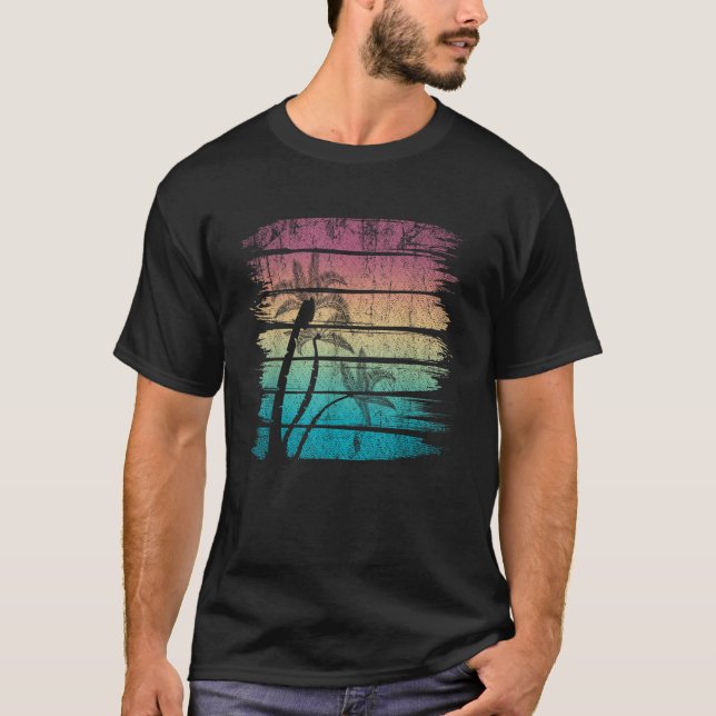 Camiseta Tropical de Verão Tropical de Árvores de Palma (Frente)