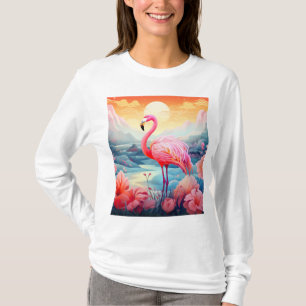 Camiseta Tropical Flamingo com Flores