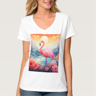 Camiseta Tropical Flamingo com Flores