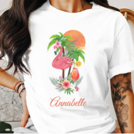 Camiseta Tropical Flamingo Cor-de-Rosa