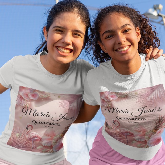 Camiseta Tropical Flamingo Quinceañera, costume (Criador carregado)