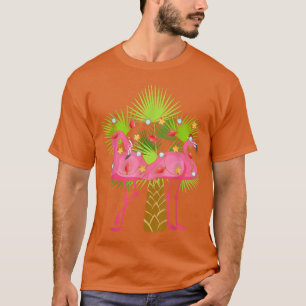 Camiseta Tropical Flamingos Christmas Lights Hawaii Christm
