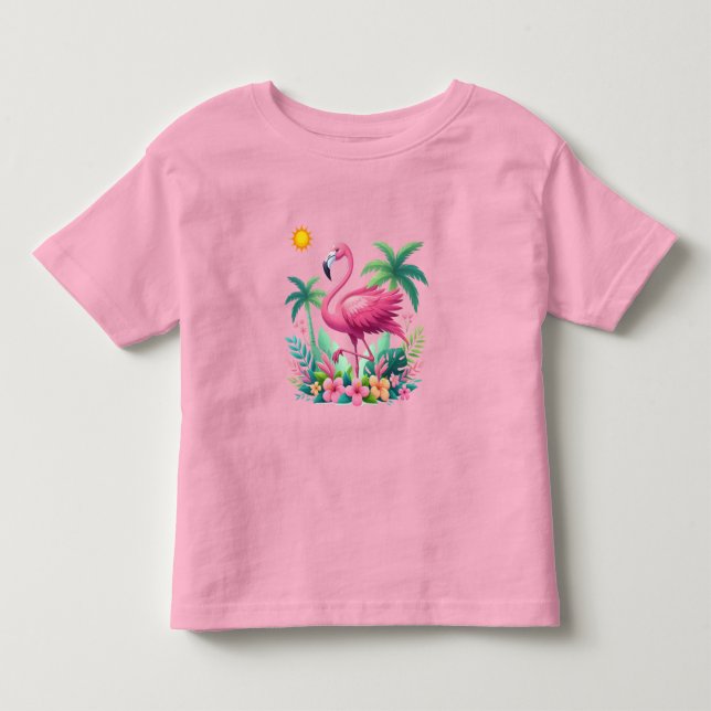 Camiseta Tropical/Flórida rosa flamingo (Frente)