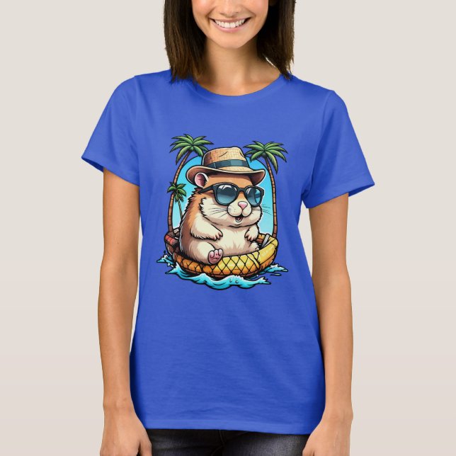 Camiseta Tropical Hamster in Pineapple Floaty Cute Summer  (Frente)