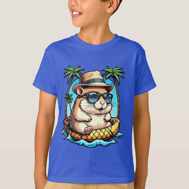 Camiseta Tropical Hamster in Pineapple Floaty Cute Summer  (Frente)