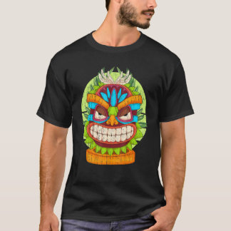 Camiseta Tropical Havaiana Tiki Mask Polynésia Luau