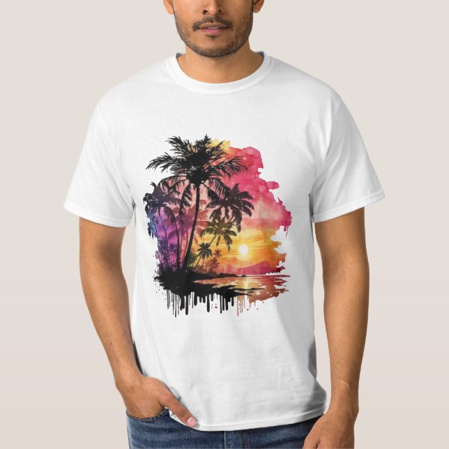 Camiseta Tropical island landscape at dusk (Frente)