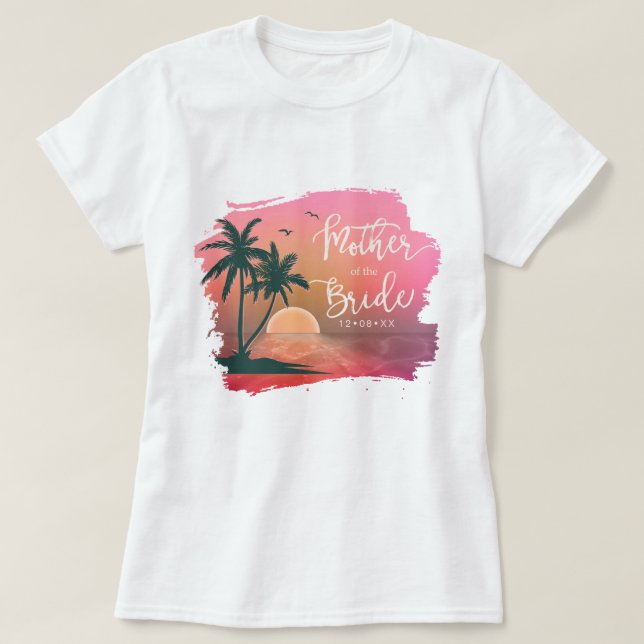Camiseta Tropical Isle Madre do Bride Pink ID581 (Frente do Design)