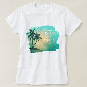 Camiseta Tropical Isle Madre do Groom Teal ID581