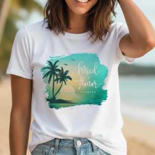 Camiseta Tropical Isle Madrinha de casamento Teal ID581