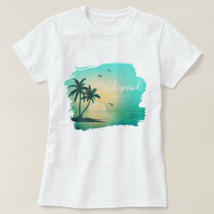 Camiseta Tropical Isle Sunrise Bridesmaid Teal ID581