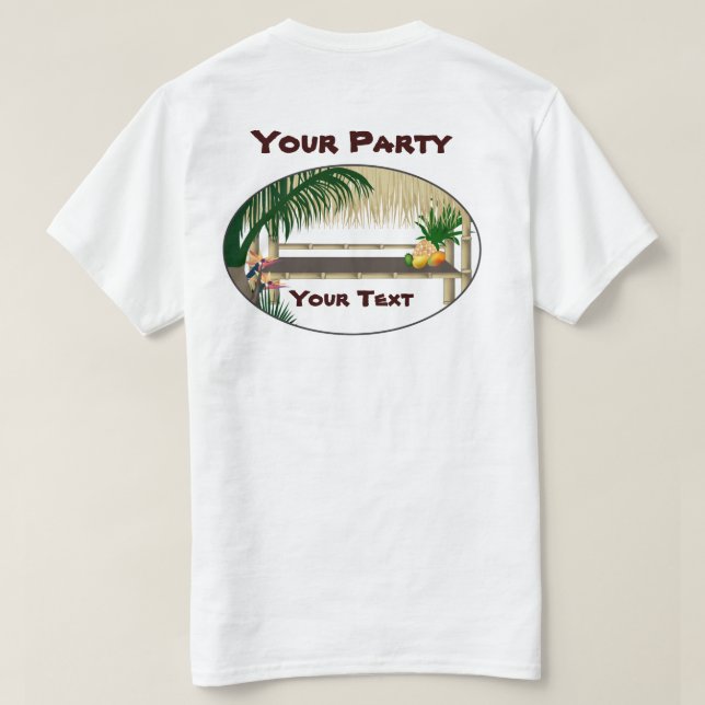 Camiseta Tropical Luau Party Tiki Hut Bar Mens (Verso do Design)