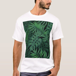 Camiseta Tropical Night Green: Padrão Vegetal Exótico