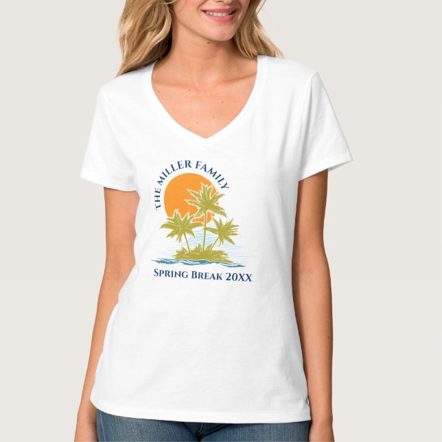 Camiseta Tropical Palm Tree Beach Trip Sunset Cut. (Frente)