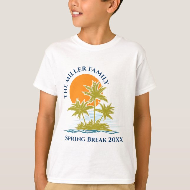 Camiseta Tropical Palm Tree Beach Trip Sunset Cut. (Frente)