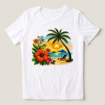 Camiseta Tropical Paradise Sunset Beach Feminina