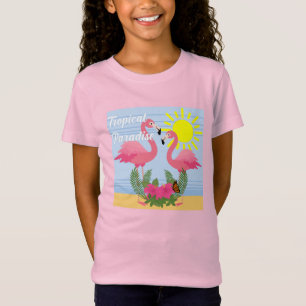 Camiseta Tropical Paraíso Rosa Flamingo - Bons Jers Das Rap