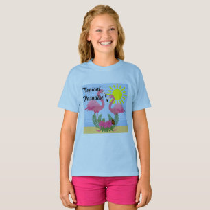 Camiseta Tropical Paraíso Rosa Flamingo - T-S Básico Para M