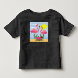 Camiseta Tropical Paraíso Rosa Flamingo - Toddler Fine Jer