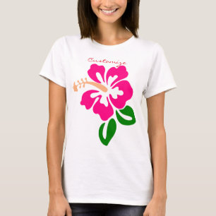 Camiseta Tropical Pink Hibiscus Flower Thunder_Cove