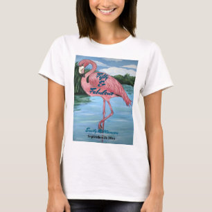 Camiseta Tropical Rosa Flamingo 50º Fabuloso Aniversário