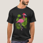 Camiseta Tropical Santa Hat Flamingo Hawaii Summer Christma<br><div class="desc">Natal Tropical Santa Hat Flamingo Hawaii,  Julho</div>