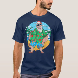Camiseta Tropical Summer Santa Claus Palm Árvores Natal I