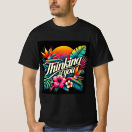Camiseta Tropical Sunset Pensando em você Mens Tshirt