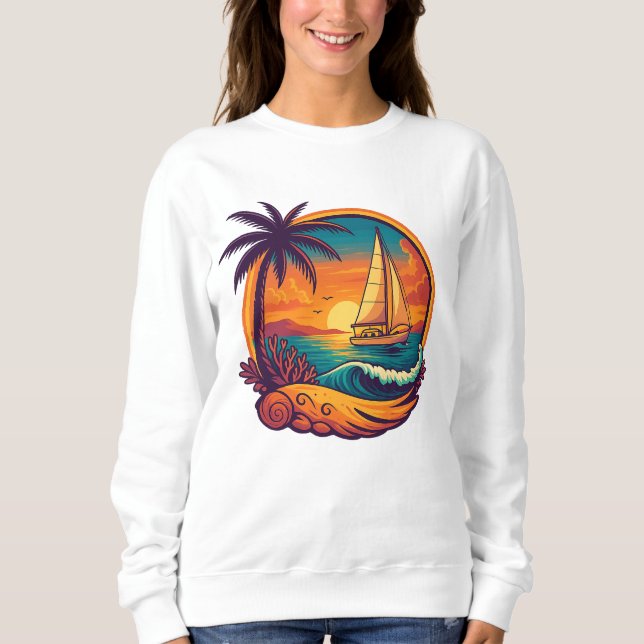 Camiseta Tropical Sunset Sailing Adventure Women's Sweatshi (Frente)